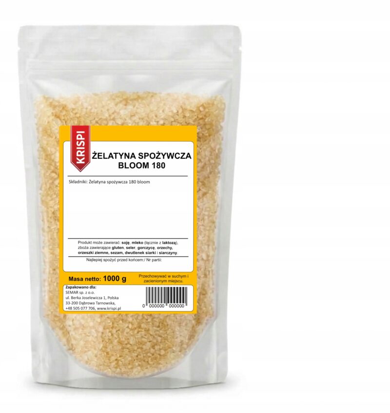 ŻELATYNA SPOŻYWCZA 1kg 1000g BLOOM 180 KRISPI